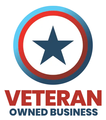A veteran owned business logo with a star in the center